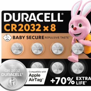 Piles Duracell CR2032 Lithium 3V - Lot de 8