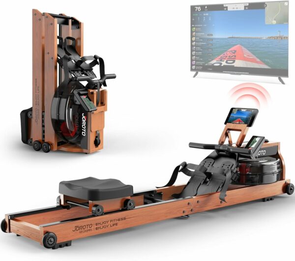 JOROTO Foldable Bluetooth Rowing Machine (150kg) - Adjustable Tablet Holder