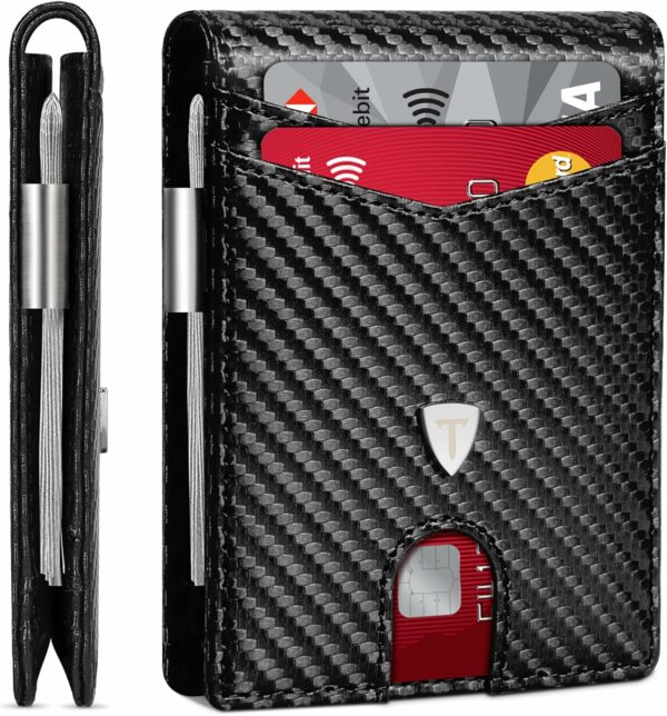 Portefeuille TEEHON Slim Carbon RFID Noir (Minimaliste)